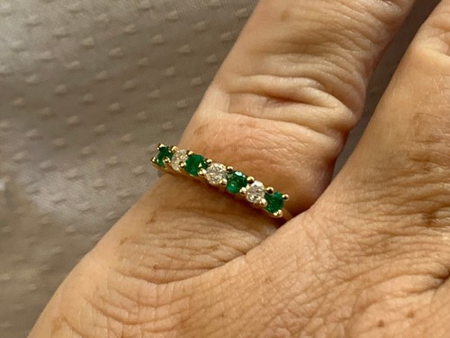 14K Yellow Gold Diamond Ring 2.28g Fine Jewelry Size 6.25 Emerald Color Stones - Picture 7 of 24
