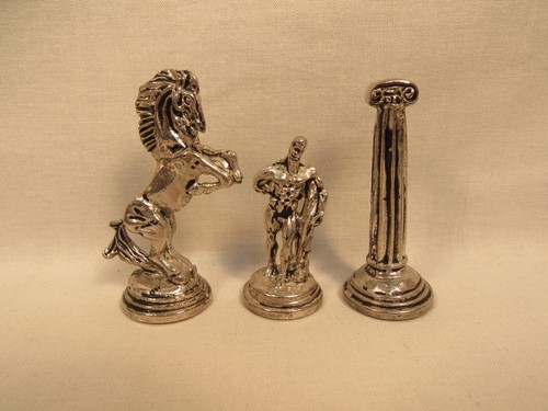 Ancient Greek Greece Mythology Chess Set Silvertone Goldtone Metal Poseidon Athe - Picture 5 of 9