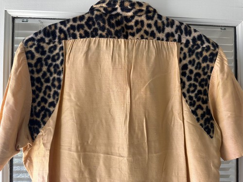 RARE Vintage 50s Rayon Gab Rockabilly Zip Shirt Leopard Animal Print Sz L Xl - Picture 9 of 9