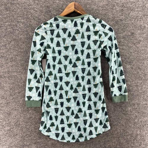 New LC Lauren Conrad Sleepshirt Boys 7 Blue Tree Print V-Neck Long Sleeve Button - Picture 2 of 5