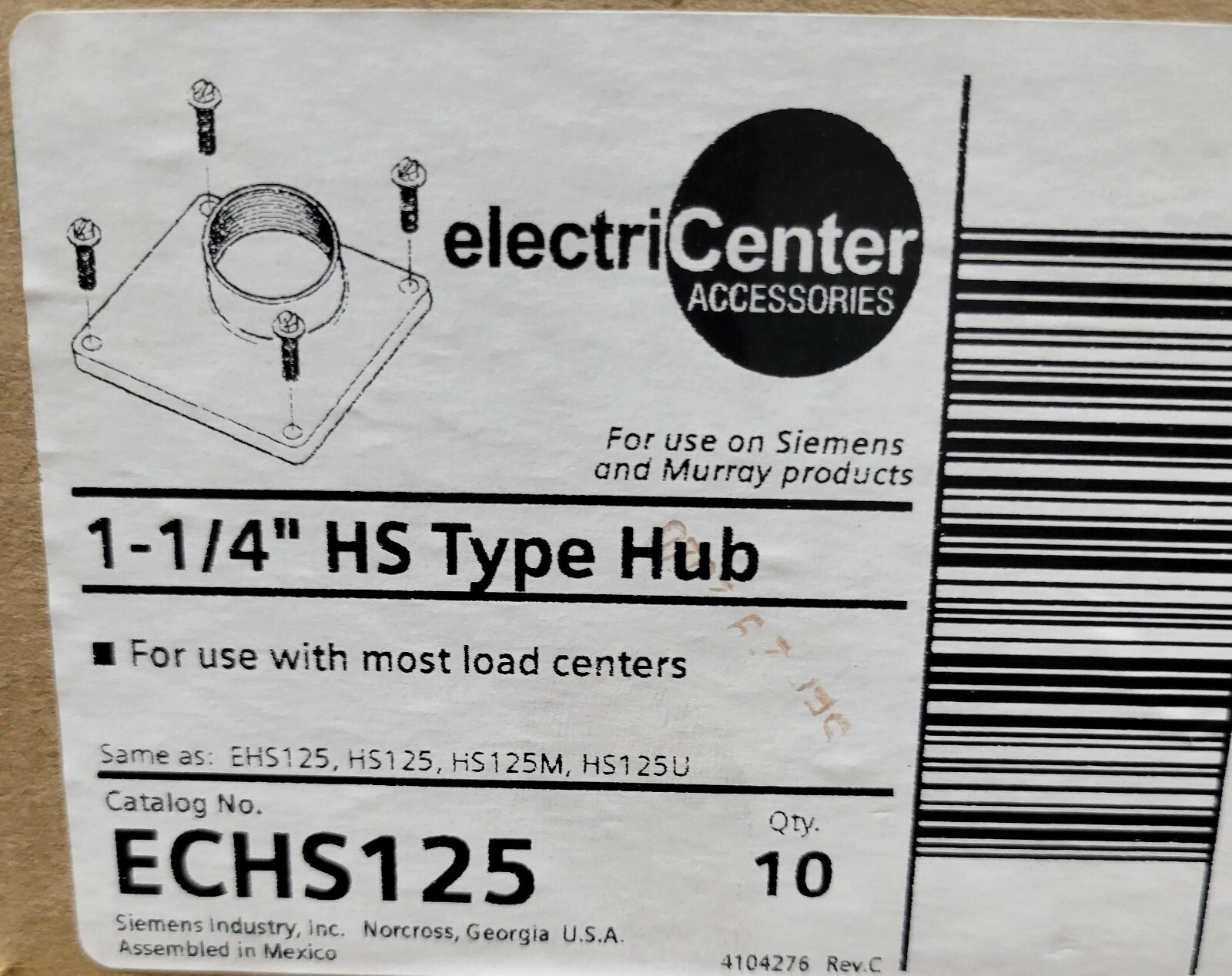 Siemens ECHS125 1-1/4" HS Type Hub Aluminum Type 3R Rainproof
