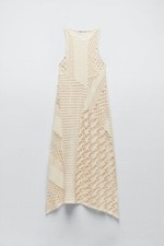 NWT ZARA LONG MESH DRESS ECRU - REF 2298/013 S