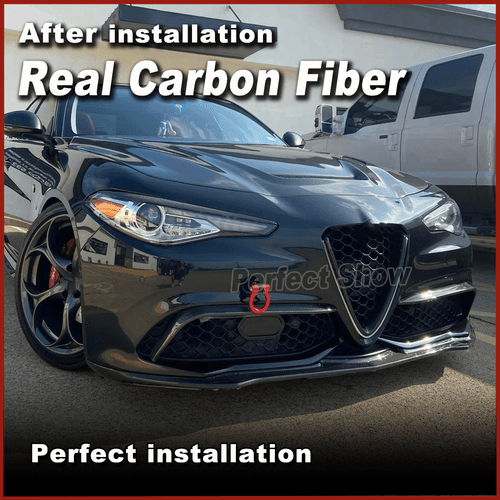 For Alfa Romeo Giulia Sport Sedan 2016-18 REAl Carbon Front Bumper Lip Spoiler - Bild 2 von 11