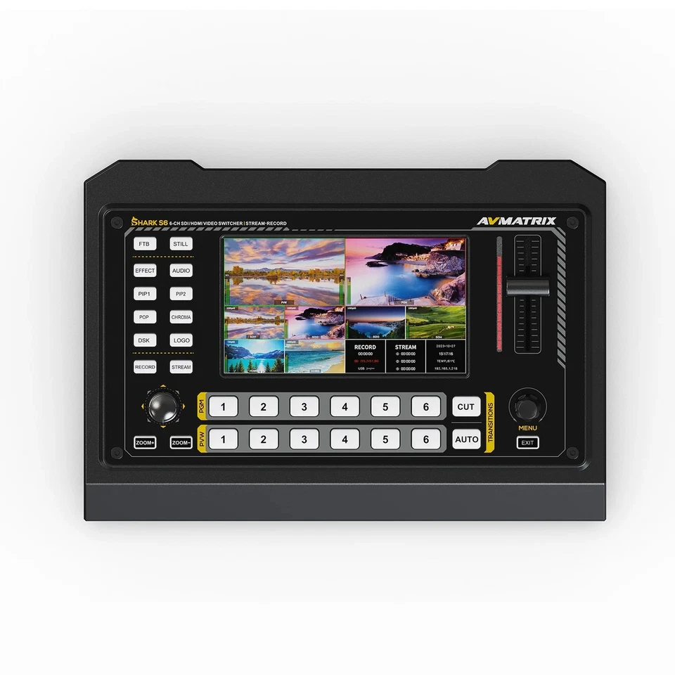 AVMATRIX Shark S6 6-CH HDMI SDI Video Switcher Panel 5inch Display PTZ Control - Image 4 of 4