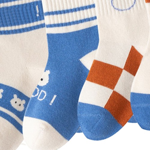 5 Pair Children Mid Calf Socks Breathable Cartoon Cute Pattern Comfortable - Picture 7 of 24