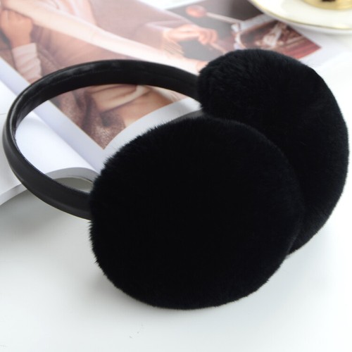 Women's Real Rex Rabbit Fur Earmuffs Winter Warm Ear Cover Protection Earflaps - Picture 5 of 15
