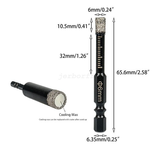 Diamond Tipped Dry Drill Bits Set 6mm 8mm 10mm For Porcelain Tile Ceramic Marble - Picture 4 of 16