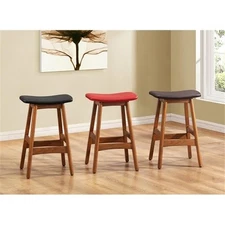 Pemberly Row 25.25" Mid-Century Wood Counter Stool in Red (Set of 2)