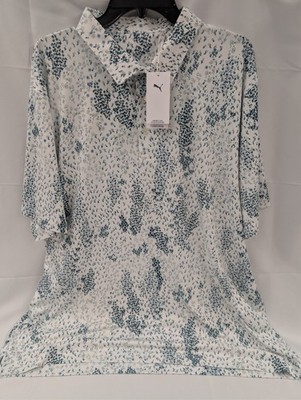 Puma Men s Cloudspun Garden White Glow Polo Shirt Floral Size XXL 632251-01 NWT