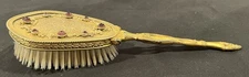 Vintage Antique Jeweled Brass Metal Vanity Hair Brush Amethyst Rhinestones -11”