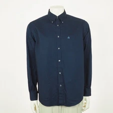 Brooks Brothers Button Down Shirt Mens Large Navy Dark Blue Pocket Dress Cotton