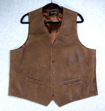 Scully Leather Vest Mens Size 44 Western Distressed Cowboy Brown Rodeo Ranch