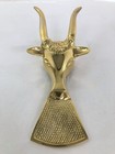 Vintage Brass Longhorn Bull Boot Jack Doorstop Doorstopper Cowboy Western Decor