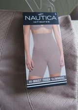 NAUTICA intimates beige hi-waist thigh slimmers shapewear L NWT $42