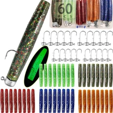 Ned Rig Jig Heads Kit: Soft Plastic Worms & Hooks for Bass Fishing