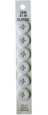 Buttons White 3/4” Shiny Flat 4-Hole 6-Pack Vintage Blumenthal Lansing C846