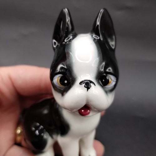 Vtg Boston Terrier Puppy Dog Salt & Pepper Shakers Playful Happy Ceramic - Picture 13 of 18