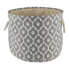Gray Medium Round Pet Storage Basket 12 Tall x 15 Wide Durable and Stylish