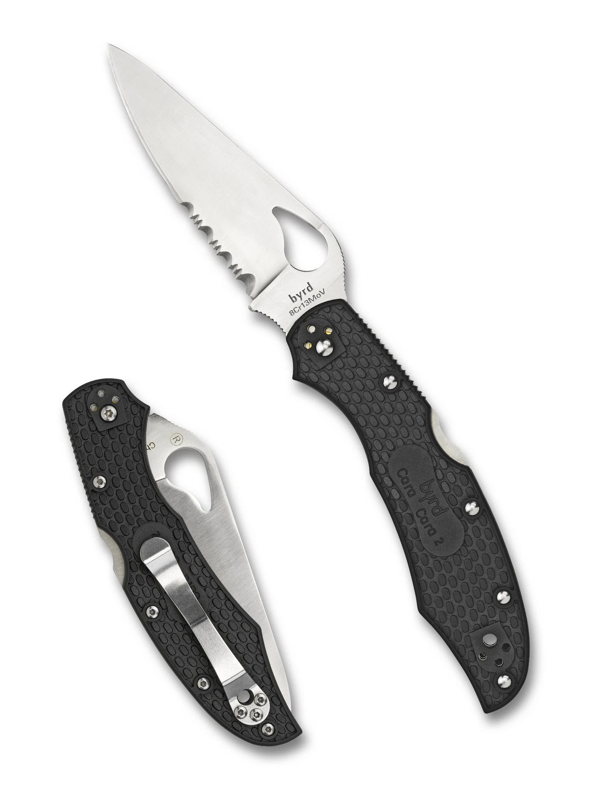 Byrd Cara Cara 2 Folding Knife BY03PSBK2 3.75" Combo Edge Blade Black FRN Handle