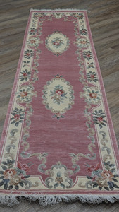 Super Fine French Abusan Design Hand Made Bohemian Rug 2.5x9 Ft