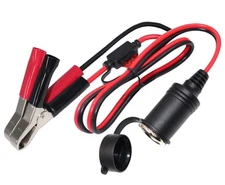 KUNCAN Cigarette Lighter Adapter - Female Socket to 12v Battery Alligator Clamps