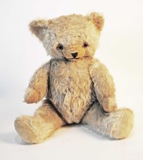 VINTAGE WHITE MOHAIR TEDDY BEAR KNICKERBOCKER TAG, 15-1/2  