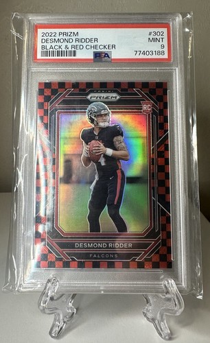 2022 Panini Prizm Desmond Ridder Black & Red Checker RC PSA 9 #302