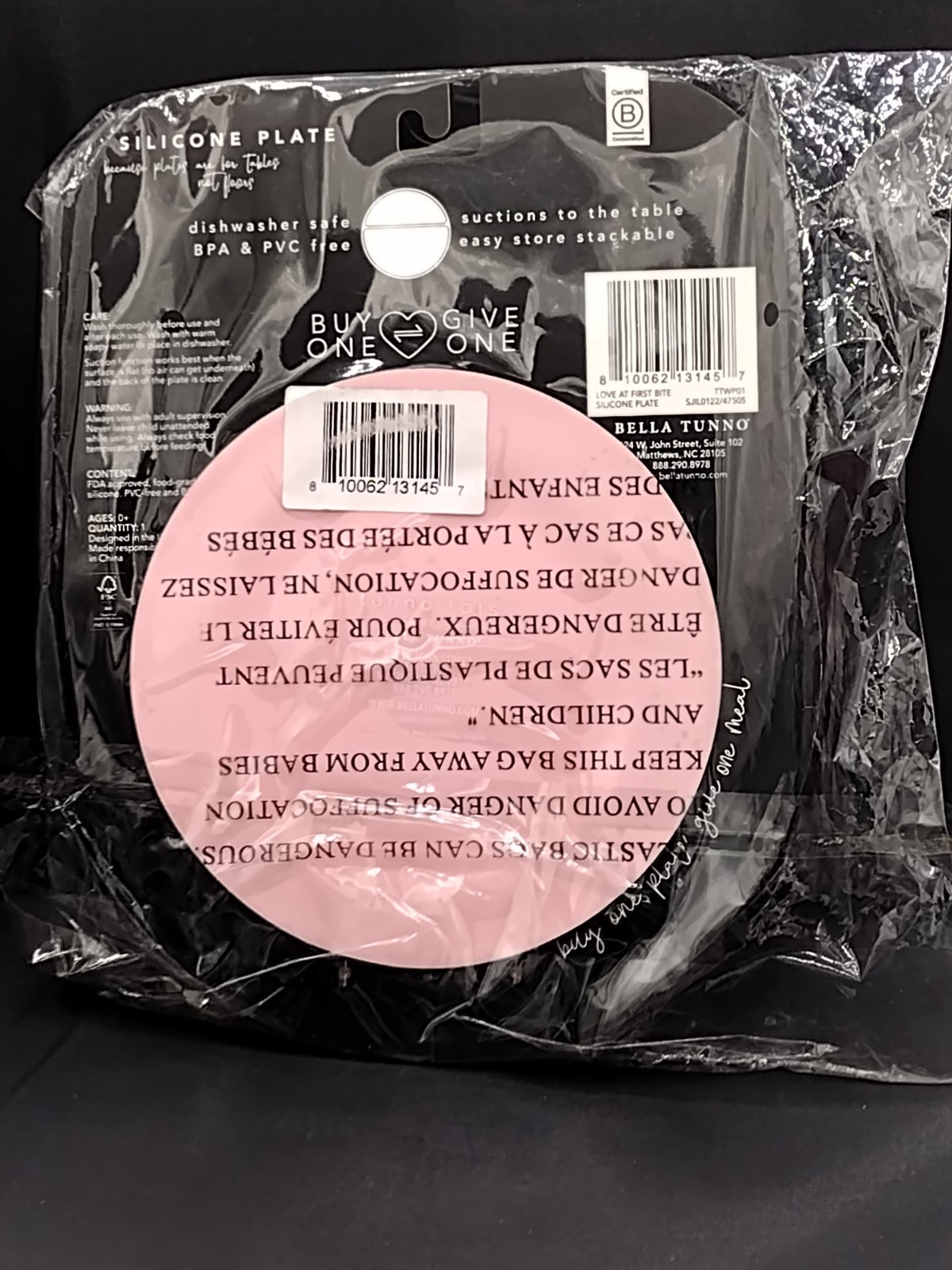 Bella Tunno Tots Baby Kid Toddler Silicone Suction Plate LOVE AT FIRST BITE