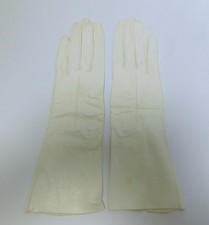 Vintage 11 inch Long White/Off White Leather Ladies Gloves Size 7 1/2