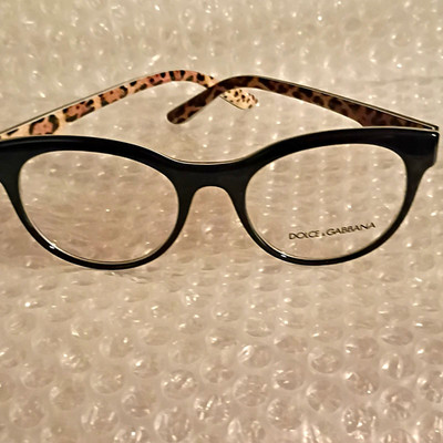 Dolce & Gabbana DG334 1202 Black Leopard Full Rim Plastic Eyeglass Frames 34-32