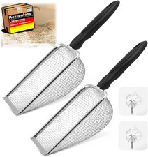 Katzenklo Schaufel Edelstahl mit Haken für Stauraum und 3,8 mm Lochgröße