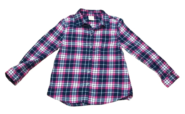 Camisa Rosa y Azul Marino Brillante Franela a Cuadros Manga Larga Abotonada Niñas Talla 7 ¡USADA EN EXCELENTE ESTADO! Foto 3 de 4