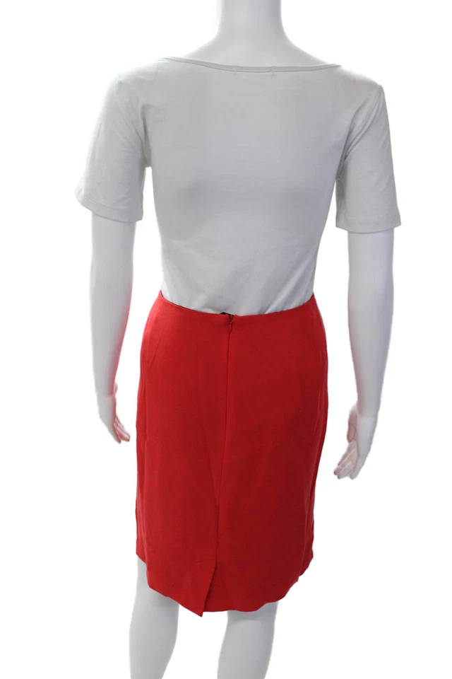 Minifalda Lafayette 148 New York para mujer con abertura trasera roja de algodón talla 22 ancha Foto 3 de 4