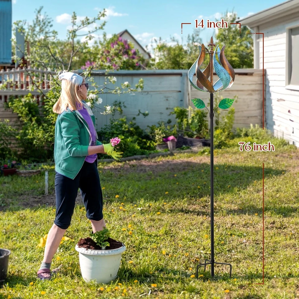 Hilanderos de viento para patio y jardín, hilanderos de viento exterior metal grande 360 grados... Foto 2 de 4