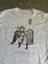 Vintage 90s Black Haus Liquor Graphic Tee Promo Pinup Girl XL Repair