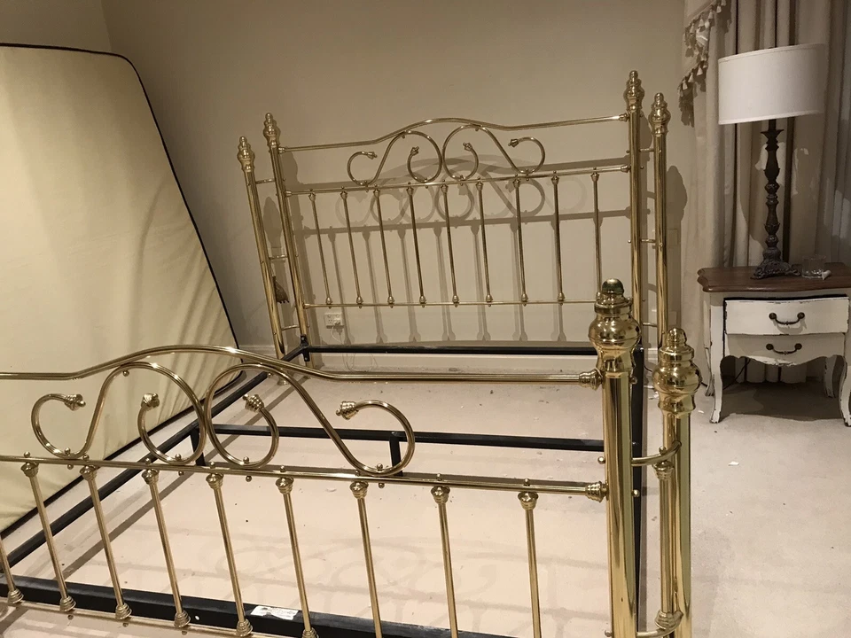Brass Bed King Size and two side tables - image 2 of 4