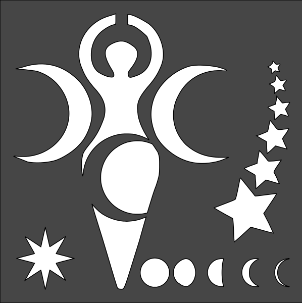 1- 5.5x5.5 inch Custom Stencil, (ZD-32) Wiccan Goddess, Free Shipping ...