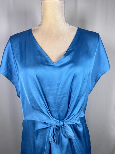 Zozo Women Tunic Blouse Shirt Top Large 100% Silk Kimono Tie Sky Blue $118 - Picture 5 of 12