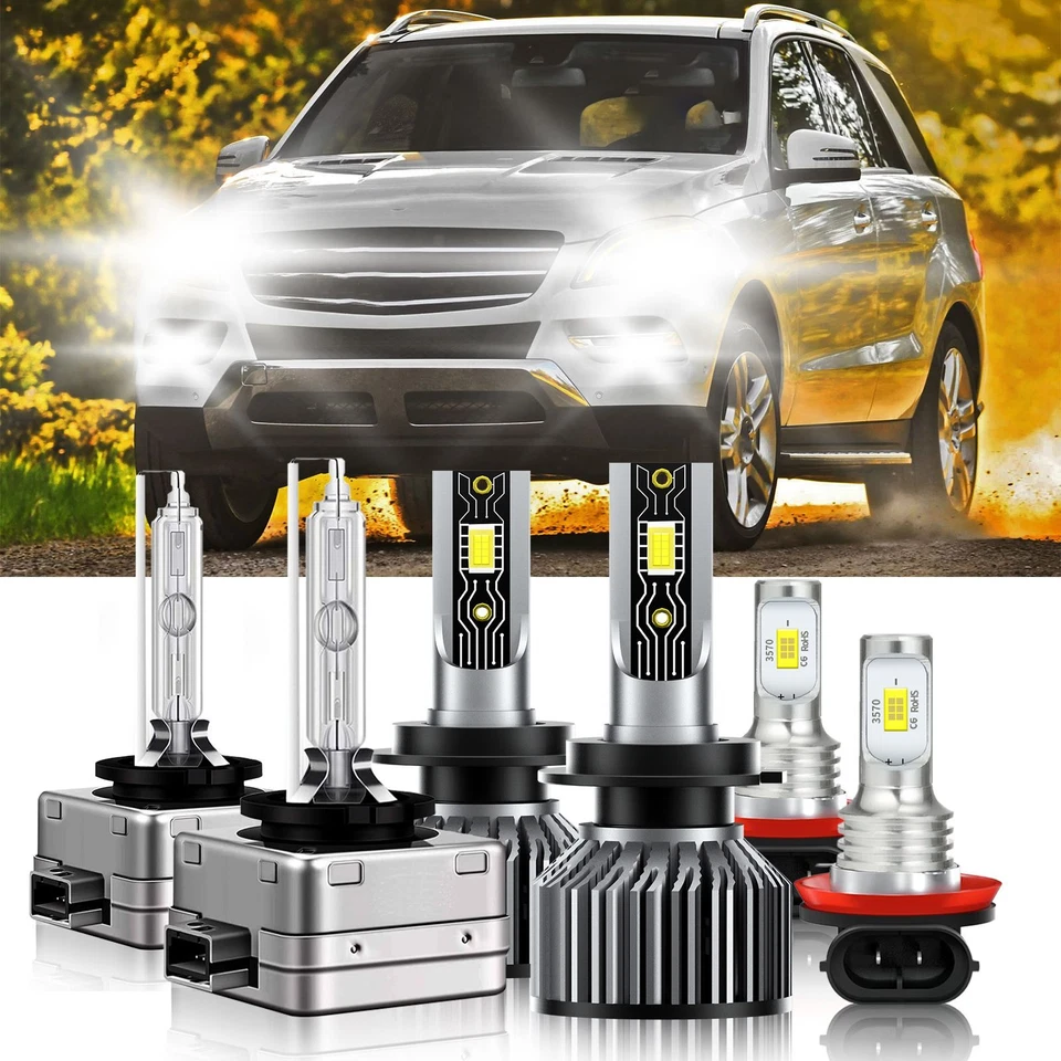 Para Mercedes-Benz ML350 2010-2011 6x H7 D1S H11 LED HID Faro Bombilla Antiniebla Foto 2 de 4