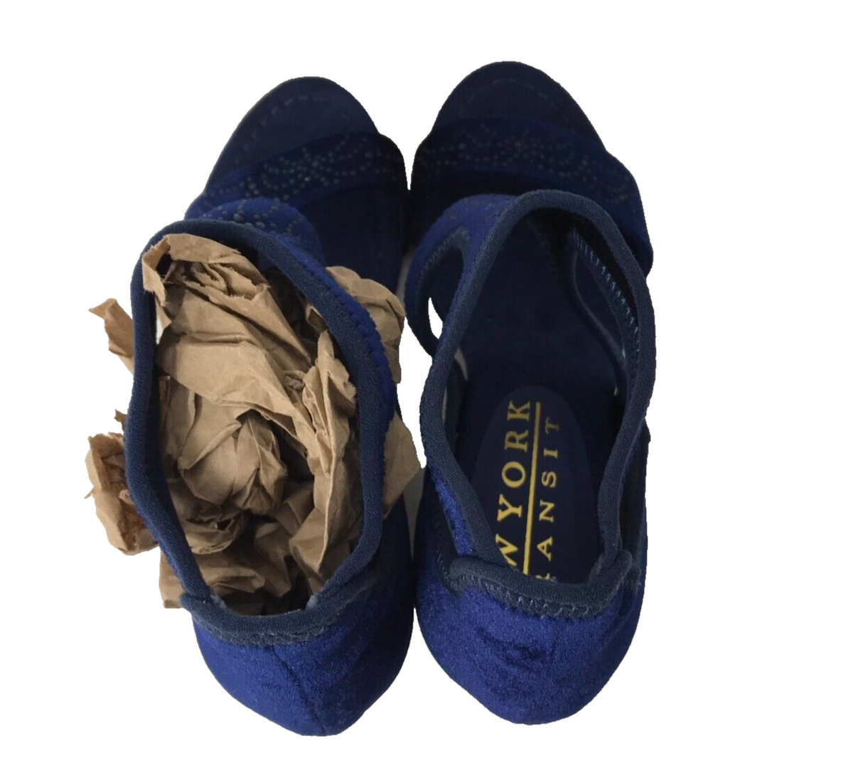 Women's New York Transit Pretty Velvet Wedge Dress Sandals Navy Size:11  99XY | eBay