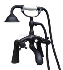 Oil Rubbed Bronze Deck Mount Clawfoot Bathtub Faucet W/ Hand Shower Mixer Tap