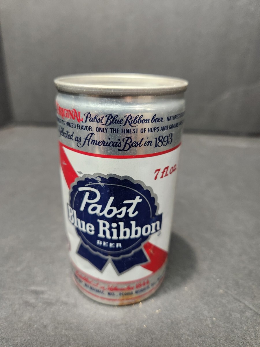 Early Pabst Blue Ribbon Beer Can Pbr 7oz Vintage Milwaukee Pull