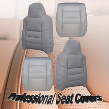For Ford F250 F350 Lariat 2003 2004-2007 Both Lower Top Leather Seat Covers Gray