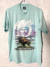 screen stars best vintage single stitch buffalo native american t shirt M