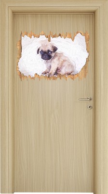 Wandsticker Wand- oder Türaufkleber Format: 62x42cm Wanddekoration fragend schauender Mops Welpe Kunst B&W Wanddurchbruch im 3D-Look Wandtattoo Wandsticker Wand- oder Türaufkleber Format: 62x42cm Wanddekoration fragend schauender Mops Welpe Kunst B&W Wanddurchbruch im 3D-Look Wandtattoo