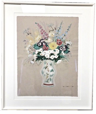 NANCY CORBETT (20TH - 21ST C.) UNTITLED WATERCOLOR ON PAPER 1988 FLOWERS IN VASE