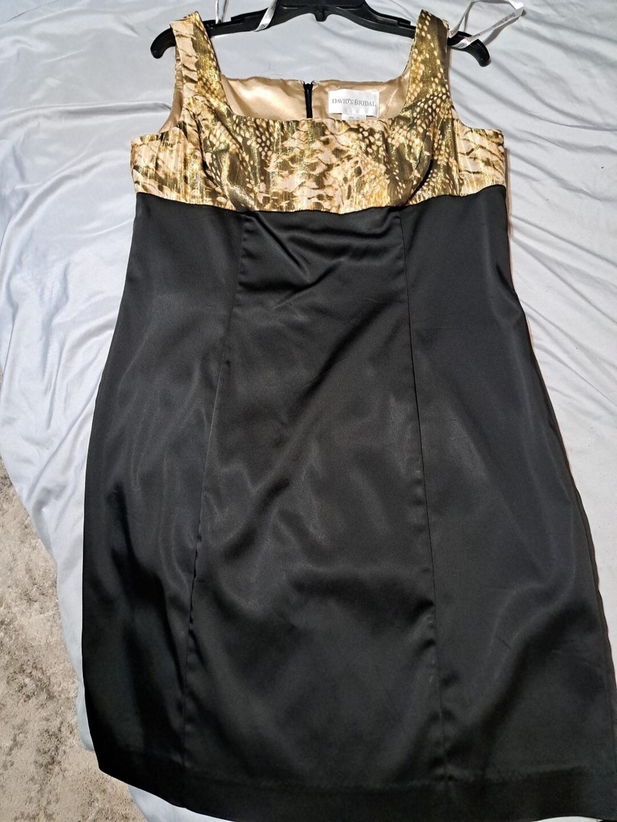 David's Bridal Bridesmaid dress Size 14 Black/Gold
