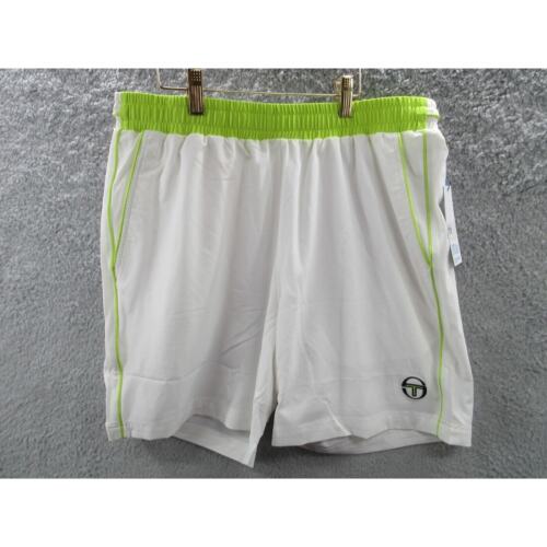 Pantaloncini Sergio Tacchini TCP uomo taglia media foderati in rete BIANCO LIME nuovi con etichette - Foto 2 di 11