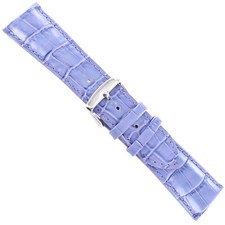 22mm deBeer Baby Crocodile Grain Periwinkle Padded Stitched Mens Watch Band LONG
