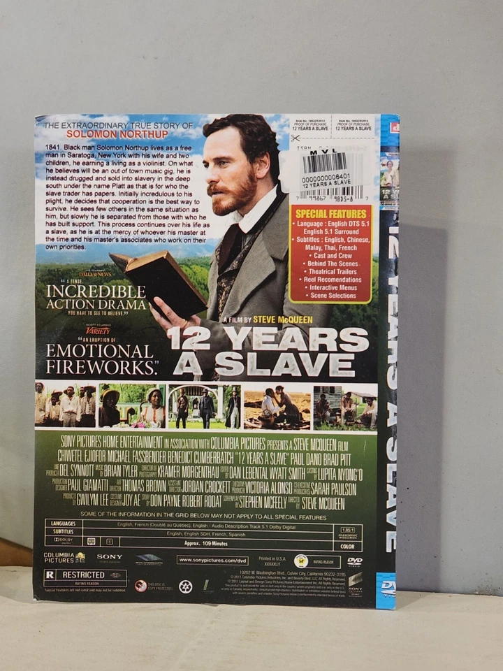 12 YEARS A SLAVE - Chiwetel Ejiofor, Michael K. Williams, Michael Fassbender-DVD - Image 2 of 2